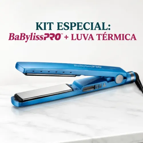 Kit Chapinha Profissional BabylissPRO Nano Titanium Original By Roger 220V + Luva térmica