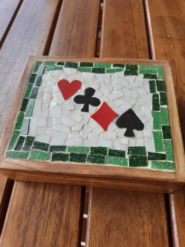 Caixa de madeira para cartas baralho