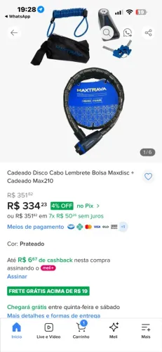 Cadeado para moto MAXTRAVA POUCO USADO!