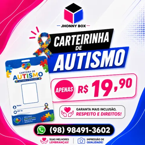 Carteirinha de Autismo Crachá de autismo