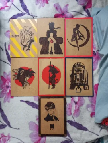 Quadros pirografados A5
