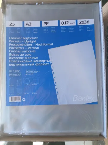 14 caixas com 25 Bantex envelopes plásticos A3