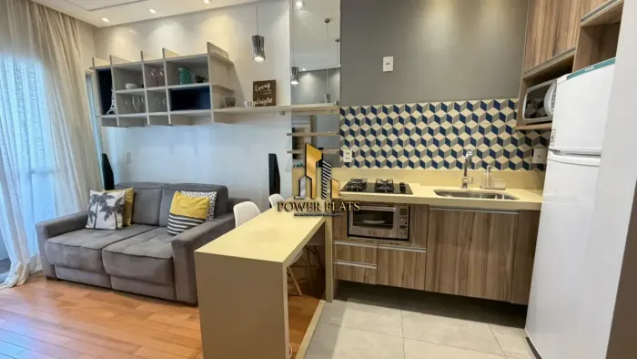 Apartamento mobiliado 1 dormitório 35 m² para locação em Moema próximo ao Parque Ibirapuer