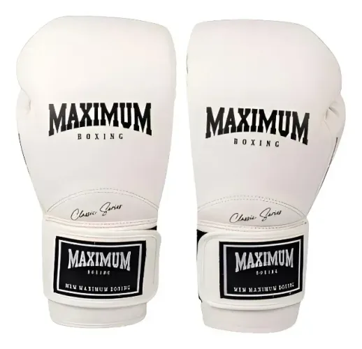 Luva Boxe E Muay Thai Maximum New Classic Premium 14oz Branco