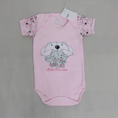 body rosa recém nascido/bebês com estampa de elefante