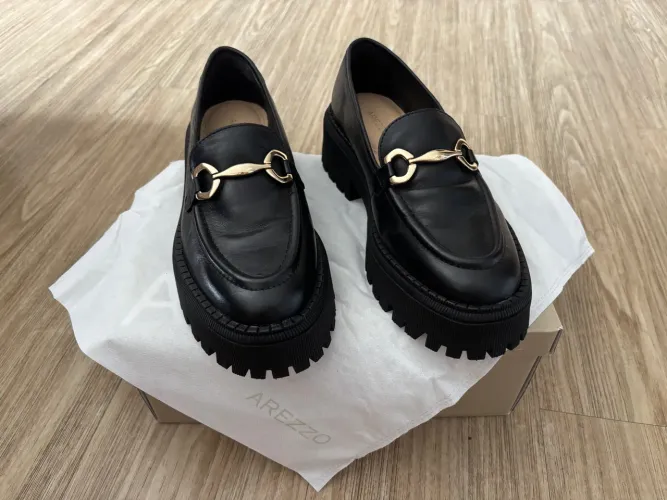 Mocassim Arezzo Preto Ariana Loafer - Tam. 37