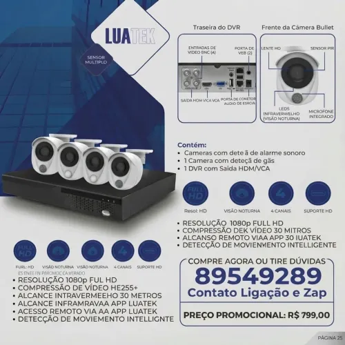 KIT DVR Câmera Bullet TVI com Infravermelho