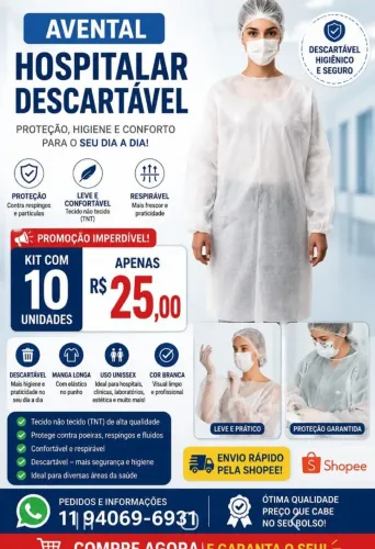 Avental descartável tnt