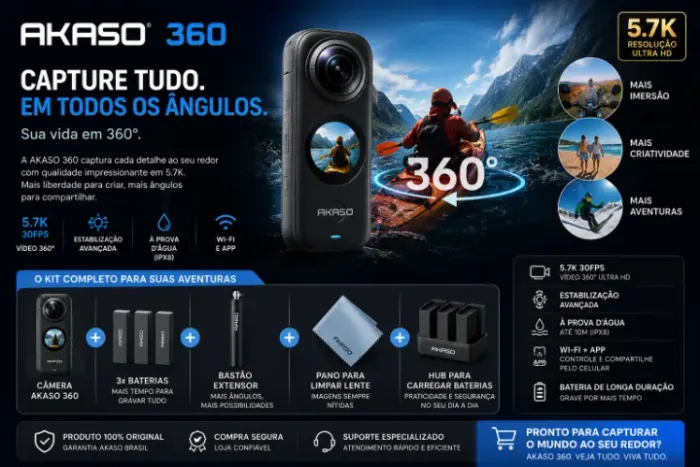 Câmera de ação Akaso 360