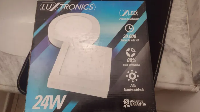 3 Luminária com drive bivolt redonda branca potência 24W