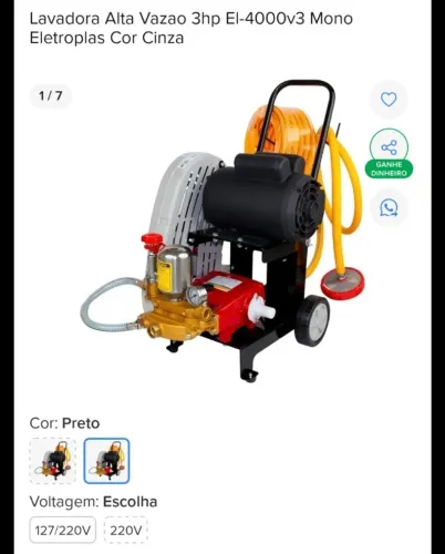 lavadora alta vazão 3hp El 4000 v3 mono eletroplas cor cinza