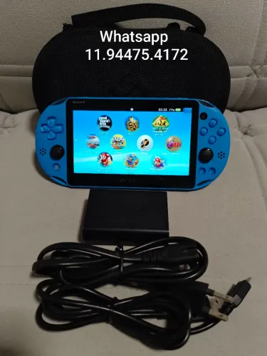 Psvita slim edição especial aqua blue - novinho e desbloqueado funcionando tudo 100%