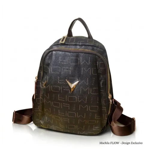 Mochila Feminina de Costa Casual - Mochilinha de Passeio Compacta Marrom - Couro Sintético