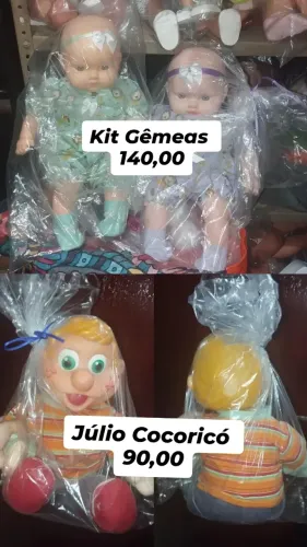 Bonecas gêmeas bebê e Boneco do Júlio Cocoricó 