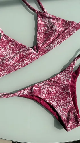 Biquíni Rosa Estampado Dupla Face