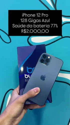 Seminovo: iPhone 12 Pro 128GB Azul - Bateria 77% | Loja Fisica