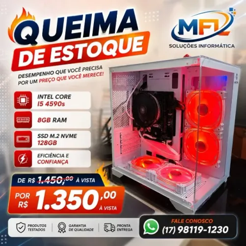 Intel Core i5 4590S - 8GB RAM - SSD 128GB M.2 NVME - GABINETE AQUARIO (NOVO)