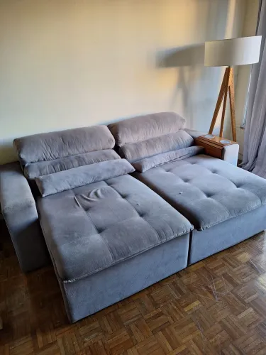 Sofá retrátil Angra Cinza 2,20m (móveis conquista)