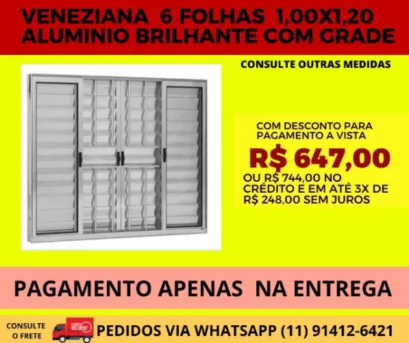 janela 6 folhas modelo tAP5 - frete a/c