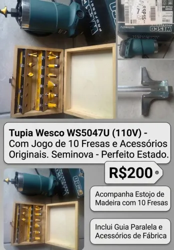 Tupia wesco + jogo de frescas + acessórios de fábrica