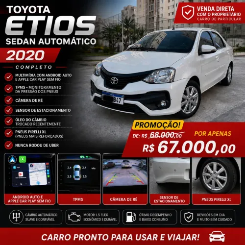 Toyota Etios X Plus Sedan 1.5 Flex 16V 4P Aut. 2020