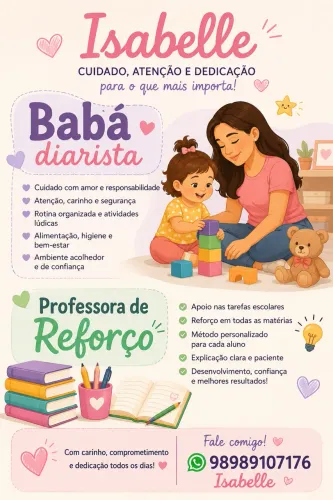 Babá diarista e professora de reforço