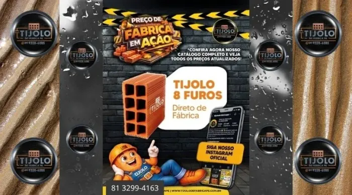tijolo 8 furos 7 milheiros com entrega 