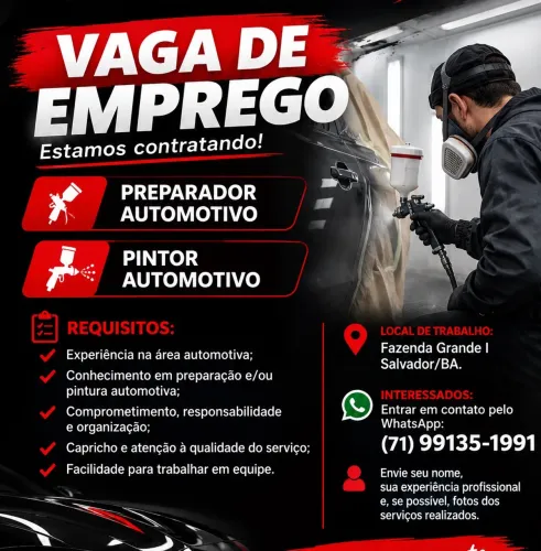 Vaga para Preparador/Pintor automotivo
