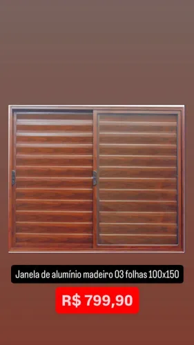 Janela Veneziana de Alumínio Madeiro - 100x150