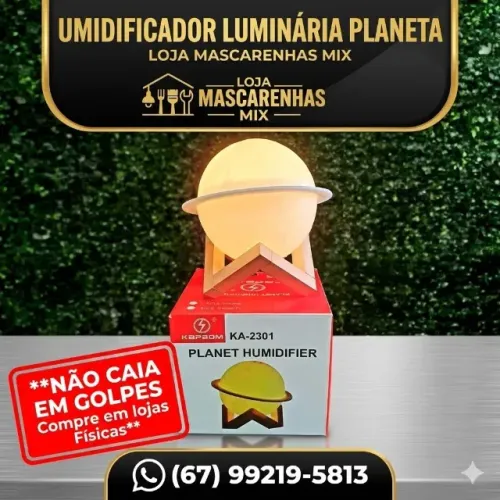 UMIDIFICADOR LUMINÁRIA PLANETA DECORAÇÃO Cod: 0201