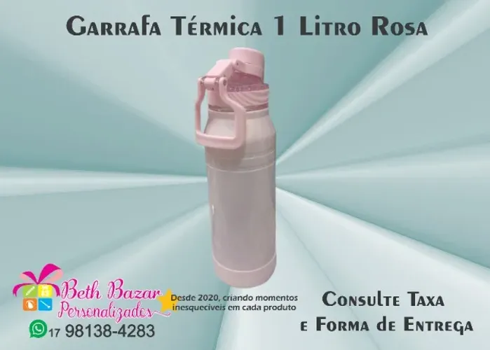 Garrafa Térmica Rosa 1 Litro