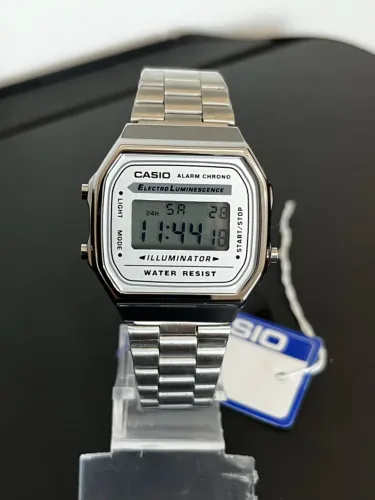 Relógio Casio Vintage Caixa Prateada Mostrador Digital Unissex Premium