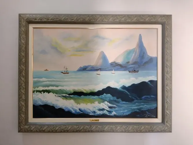 Quadro Óleo sobre tela Pescando