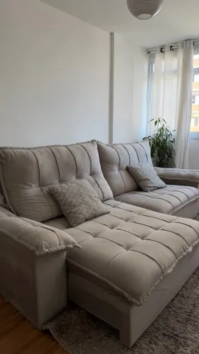 Sofá Liverpool 2,90m Assento Retrátil e Reclinável com Cinza claro / off white