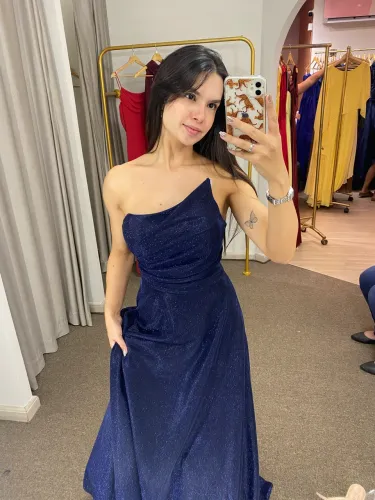 Lindo vestido azul de festa