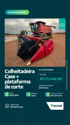 Colheitadeira Case + Plataforma de corte