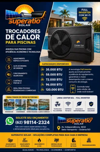 Trocador de Calor Piscina Full Inverter Wi-Fi - 35 a 120 mil BTU