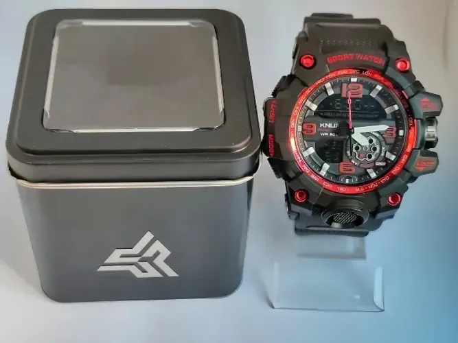 relogio esportivo masculino digital analogico kp-sw37 knup queima-vermelho