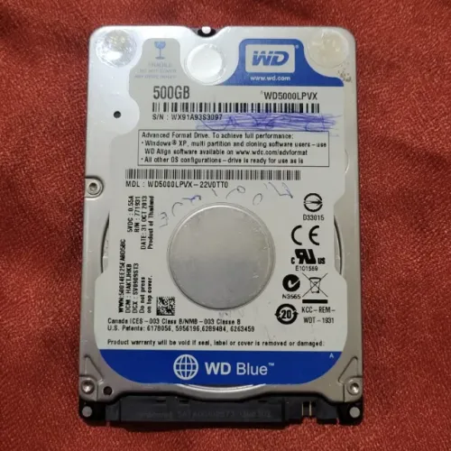 HD western digital 500gb notebook 2.5"
