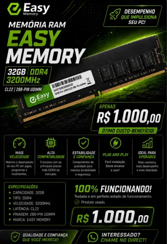 MEMÓRIA RAM DDR4 32GB 3200mhz eazymemory