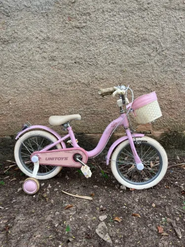 Bicicleta Infantil Retrô Aro 16 Com Cesta - Rosa - Marca Unitoys
