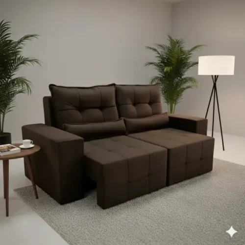 Sofá retrátil e reclinavel moderno (em estoque)