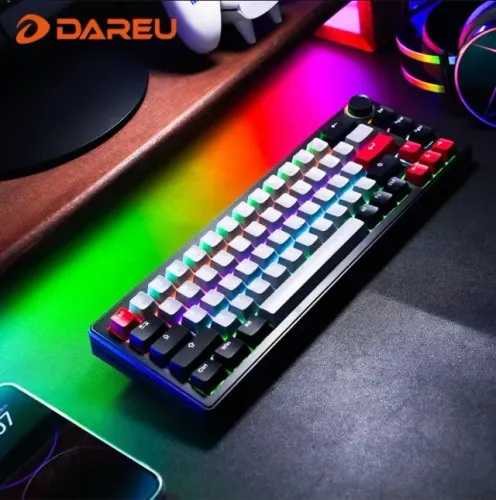 Teclado Mecânico Sem Fio Dareu EK65G - 65%, 68 Teclas, Switch Red, RGB, 4000mAh, 2.4G