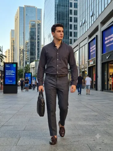Camisa Social Marfinno GG Manga Longa Slim Microxadrez