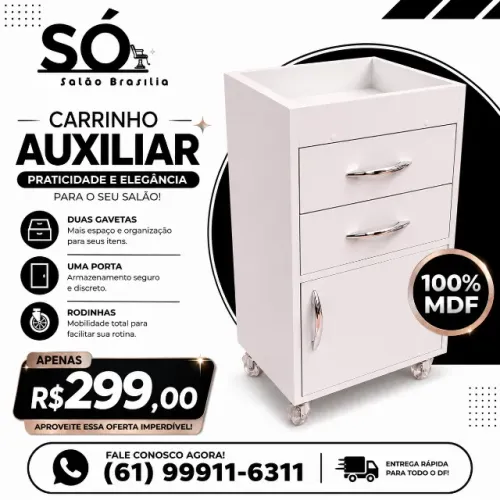 Carrinho Auxiliar Profissional 100% MDF - Apenas R$299!