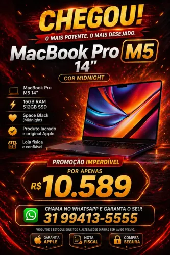 MacBook Pro M5 14 16GB 512GB Novo Lacrado Preco Imperdivel 10589