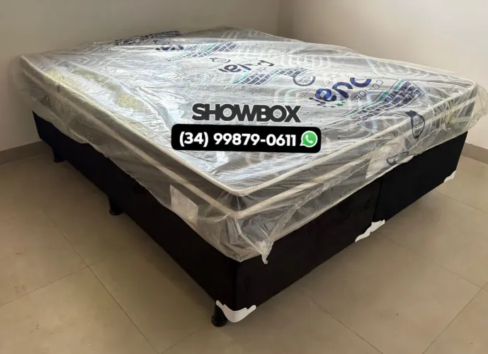Conjunto Queen Box + Colchão Molas com Entrega Grátis