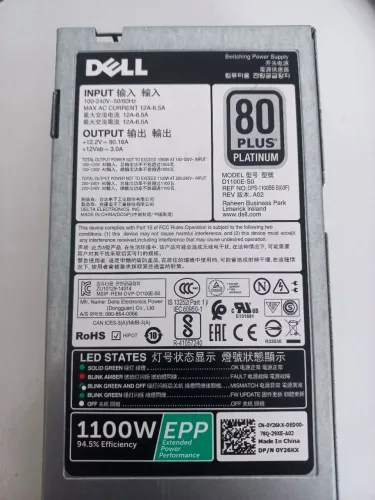 Fonte Dell 1100W 80 Plus Platinum - Servidor Poweredge 0Y26KX / D1100E-S0