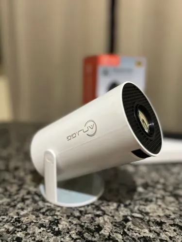 Projetor Miroir Portátil HD com Suporte Integrado - Branco
