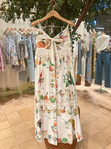 FARM, vestido longo estampa coquetel